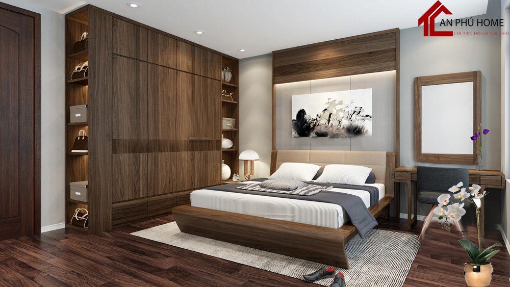 thiết kế thi công phòng ngủ gỗ tự nhiên tphcm